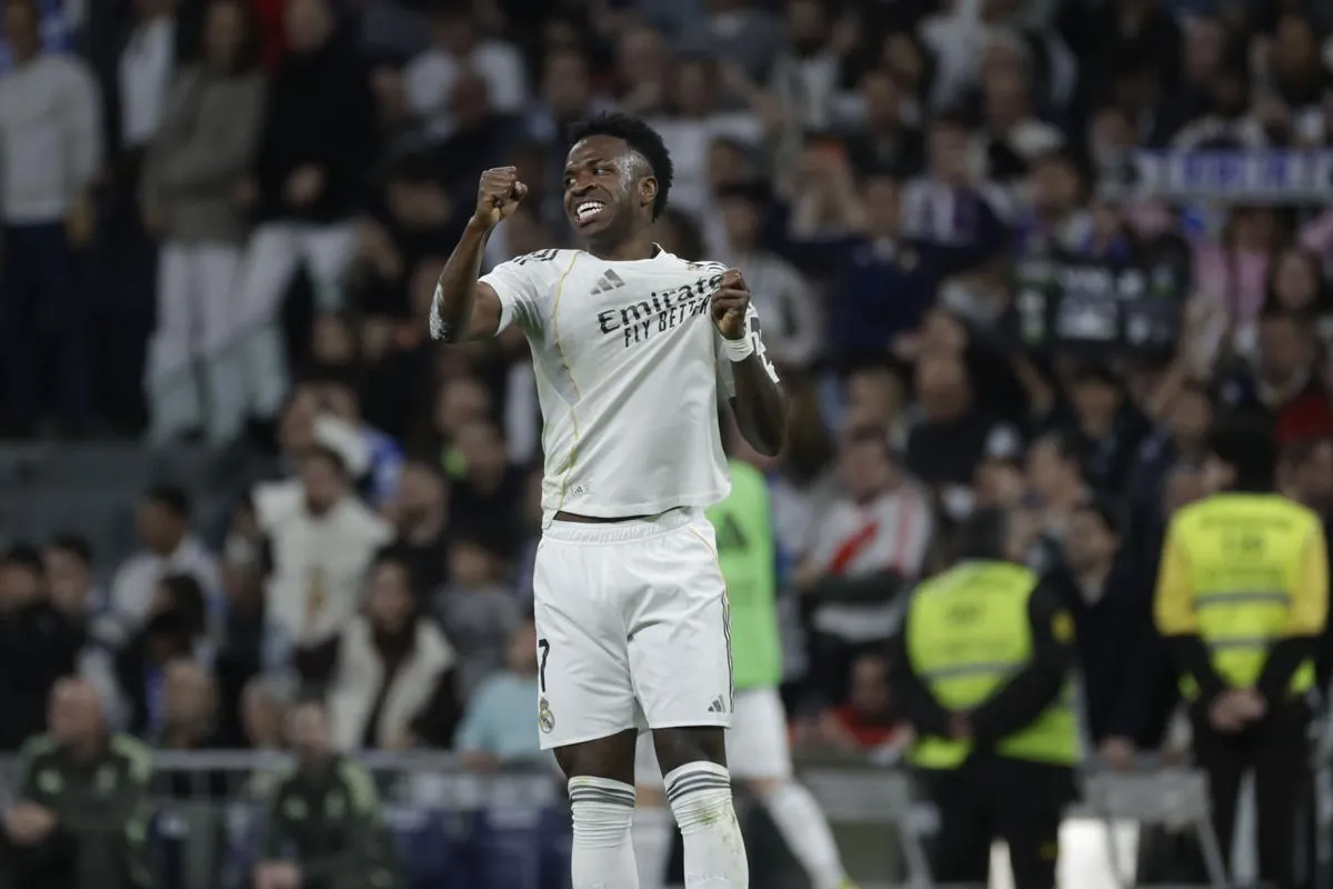 El delantero del Real Madrid Vinicius Junior, durante el partido de la jornada 29 de la pasada Liga entre el Real Madrid y Atlético.