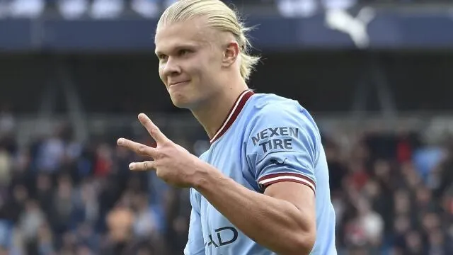 Haaland en el último partido del City.