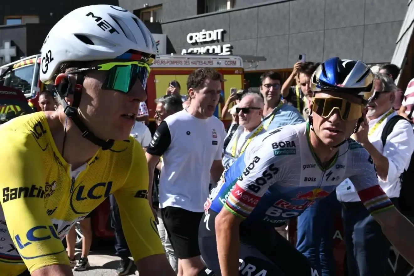 Tadej Pogacar y Remco Evenepoel, tras la etapa.