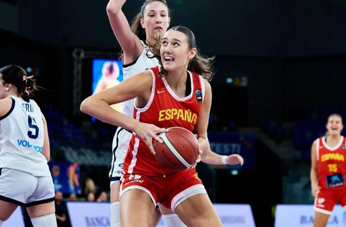 Anastasia Lishchuk, en una acción del partido de cuartos ante Serbia.
